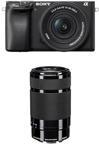 Sony Alpha 6400 APS-C Spiegellose Kamera mit 16-50mm Objektiv (Schneller 0,02s Autofokus mit Augenerkennung, 4K-Video und neigbares Display für Vlogging) + SEL55210