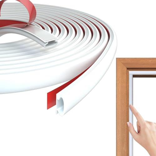 8M Türdichtung Dichtungsband, Selbstklebend Dichtung, Gummidichtung für Fenster-und Türrahmen Door Seal Dichtungsgummi Abdichtungsband Anti-Kollision, Türdichtungen Gummi-Dichtungsstreifen, Weiß