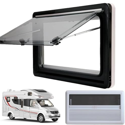 Caravan window hinged window camper, motorhome hinged window box van window camper side window motorhome window rv hinged window external push window for caravan van,500 * 450mm ()