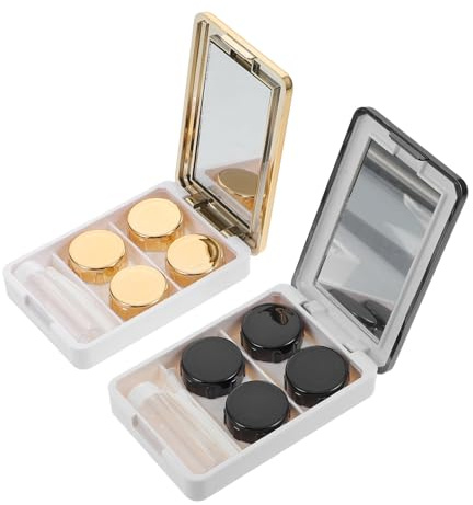 ARTSEWPLY Étui à Lentilles De Contact en Lot De 2 Sets De Boîte Décorative Noire Et Dorée Étui Hermétique pour Lentilles Cosmétiques Fournitures Pratiques Maison Voyage Accessoire Indispensable
