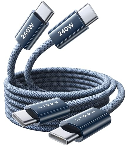 LISEN 240W USB C Kabel 2M, PD 3.1 Schnellladekabel USB C auf USB C 2 Stück