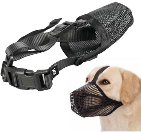 Maulkorb für Hunde, Weicher Netzmaulkorb für Kleine, Mittlere und Große Hunde, Verstellbare Maulkörbe für Welpen gegen Beißen, Lecken und Kauen, Ermöglicht Hecheln und Trinken (Größe M)