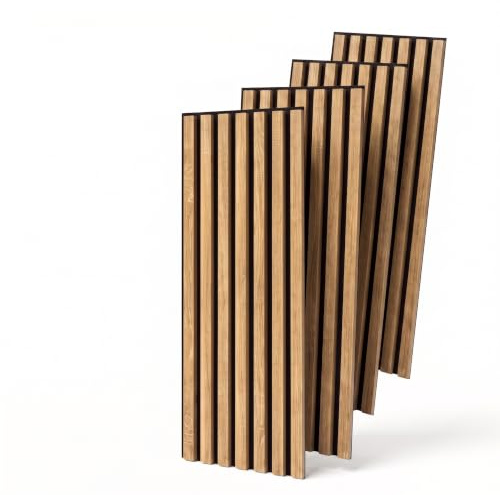 MEBANO. Chêne Naturel Grandson Lot de 4 Panneaux Acoustiques sur Feutre Noir 30x132 cm Panneaux Muraux Acoustiques Absorption Sonore et Décoration Murale élégante Panneaux Muraux en MDF