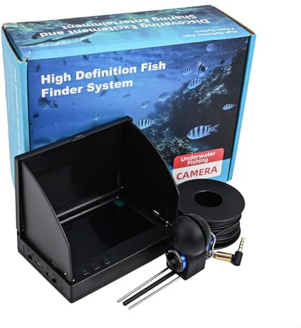 GLFLOW Unterwasserkamera Fischfinder, 10,9 cm (4,3 Zoll) HD-Bildschirm, 220°-Winkel, 0,6 m - 500 m Tiefenbereich, IP68 wasserdicht, Sonnenschutz, 12 Infrarot-LEDs (IPS+20M-Kamera)