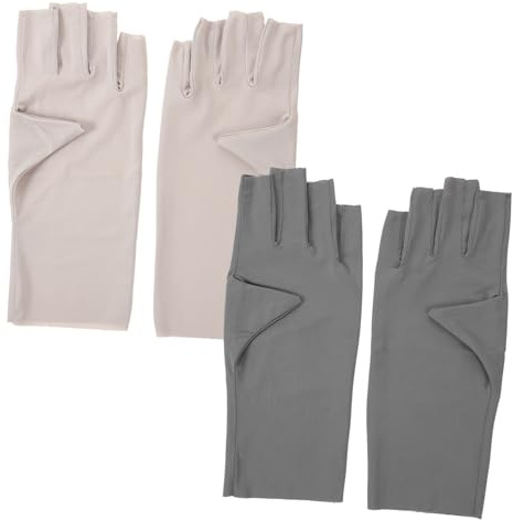 BESPORTBLE 2 Pairs Fingerless UV Protection Gloves for Women Breathable Gel Manicure Gloves Anti-uv Sunscreen Silk Half Finger Design for Nail Salon and Daily Use Comfortable