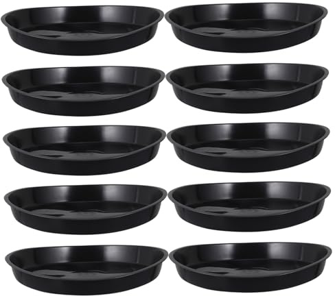 Gatuida Bandejas para Macetas y Bonsáis para Hogar y Jardín, 10 Piezas, Plástico Negro, Base Redonda para Recoger Agua, Compatibles Macetas Medianas, Superficie Lisa y Resistente