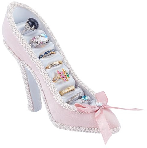 UNICRAFTALE Hochhackige Rosa Schuhe Ohrring Halskette Ring Schmuckhalter Ring Aufhänge Displayständer Harzhandwerk Zur Organisation Von Schmuck Displayständer Dekorative Schmuckorganizer Ablage