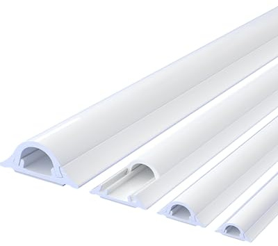 Canaleta para Cables de Pared, Organizador de Cables Eléctricos, Color Blanco, PVC, Sistema de Gestión de Cables para Hogar y Oficina (6, 46x14mm)