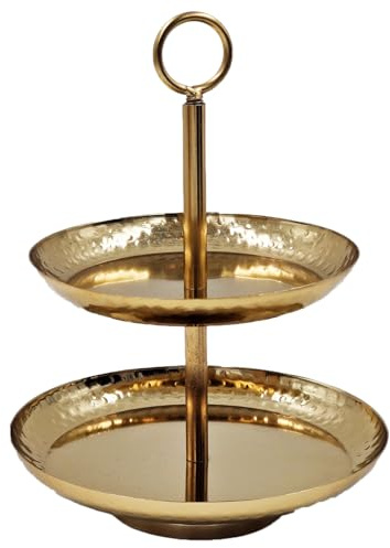 matrasa Zweistufige Metall-Etagere – Deko- & Servierplatte im Vintage-Stil - 16x20cm (Gold)