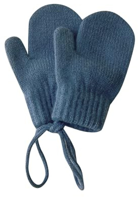 Handschuhe Kinder, Kinderhandschuhe Winter 2024 Bonbonfarbene Finger-Halterneck-Babyhandschuhe (Blau 1-4 Jahre)