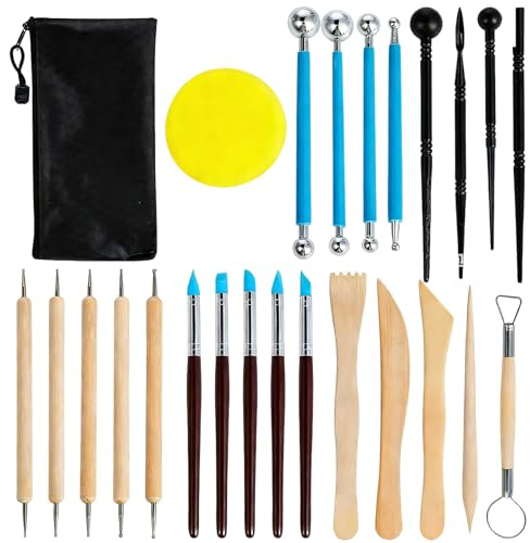 Set De 25 Outils De Modelage, Kit Argile, Outils De Poterie Pour Argile,Argile Autodurcissante,Kit Argile Autodurcissante,Argile Poterie,Outils Argile Autodurcissante, Pour Artistes Et Débutants