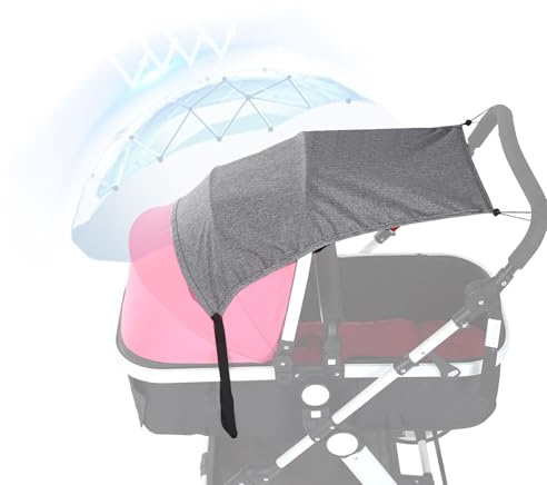 Furforstk parasol carrito bebe, sombrilla carro bebe universal Protección UV 50+ Con bolsa de almacenamiento Ajustable capota universal silla paseo, Protección solar eficaz, Gris