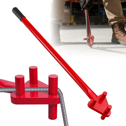 Manual Rebar Bender Tool, Apply to 5/8 Bar Reverse Head, Rebar Bending Tool Ideal for Flat Steel and Steel Metal Rods (red)
