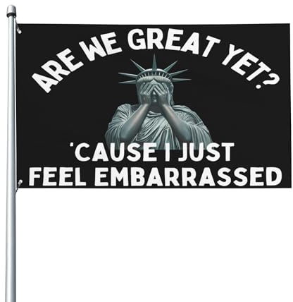 Sommes-nous enfin grands ? Parce que j'ai honte ! Drapeau anti-idiots 90 x 150 cm, bannière de jardin