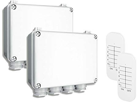 Smartwares 2er Set Funk Dreifachschalter Outdoor für Geräte bis je 400W mit Fernbedienung