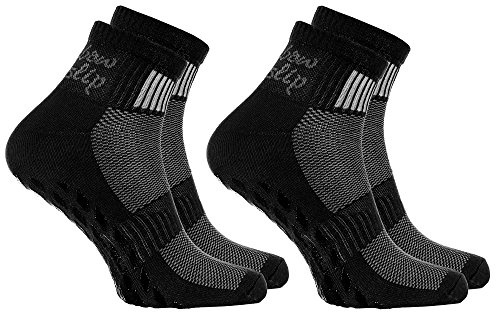 Rainbow Socks – dam herr sneakers bomull halkfri, sport stoppstrumpor, 2 x svart, 42-43 EU