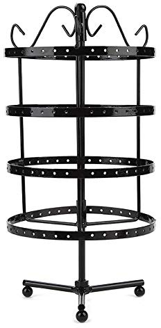 Semme Appendi Orecchini Porta Gioielli Espositore Rotanti a 4 Strati, in Piedi Gioielleria Organizzatore per Appendere Gli Orecchini Bracciali Collane Contenitore Vetrina Negozio (nero)