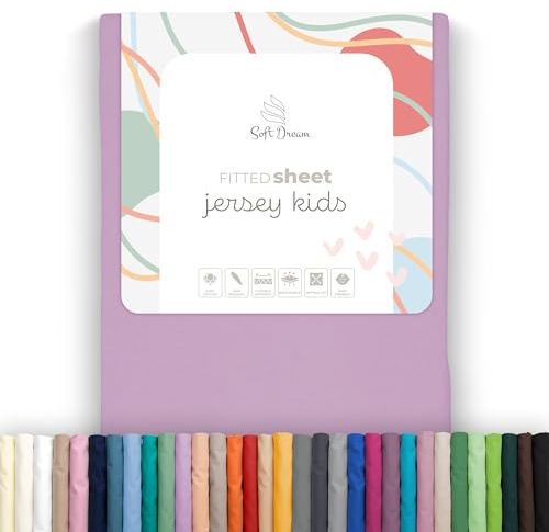 Soft Dream Spannbettlaken 90x200 cm Baumwolle Jersey | Lila | Steghöhe 30 cm | 150 g/m² | gekämmte Baumwolle | OEKO-TEX Standard 100