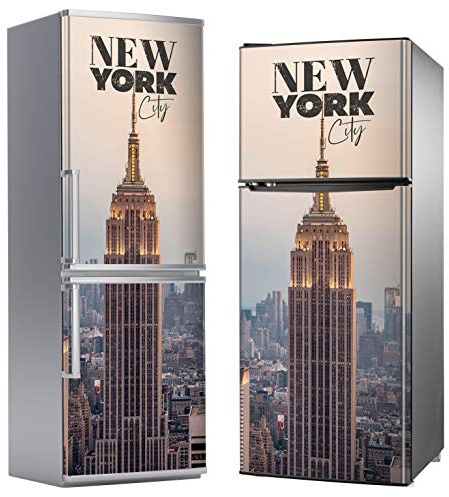 MEGADECOR Vinile adesivo decorativo per frigorifero, speciale senza bolle, Edificio Empire State, New York (185 cm x 70 cm)