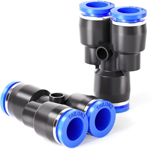 TAILONZ PNEUMATIC 12mm OD Y Spliter Kunststoff Push to Connect Fittings 3 Ways Tube Connect Push Fit Push Lock PY12 (Packung mit 10) | 3-Wege Y-Verteiler, Druckverschluss, luftdichte Abdichtung, robuster Kunststoff, für pneumatische Systeme