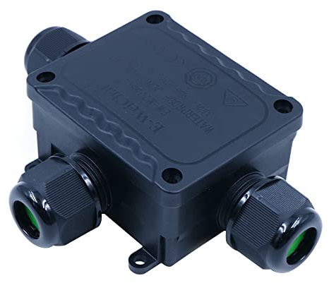 ZONADAH T-Type 3-Way IP68 Waterproof Electrical Cable Wire Connector Junction Box 450V 32A 9-12mm 4M Depth Outdoor Garden Lighting Wiring