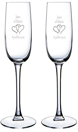 Coppe di champagne personalizzabili per coppie - Regalo per matrimonio, anniversario di matrimonio, San Valentino, nozze d'oro o nozze d'argento