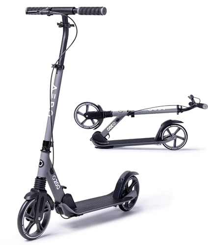 Aero Big Wheels Kick Scooter for Kids 8 Years Old, Teens 12 Years and up, Youth and Adults. Commuter Scooters with Hand Brake, Soft Rubber mat, Shock Absorption, Foldable and Height Adjustable.