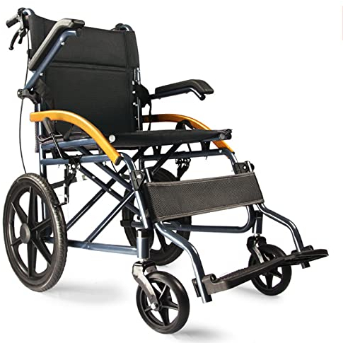 GASLIKE Ultraleicht Rollstuhl Faltbar Leicht Transportrollstühle Reiserollstuhl, Faltbarer Rollstuhl für die Wohnung, Aktivrollstuhl Rollstühle mit Selbstantrieb für Behinderte und ältere,A003