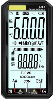 Fasizi 4.7-inch Large LCD Screen Automatic + Manual Intelligent True RMS Digital Multimeter Resistance Diode Capacitance Temperature Frequency Test - Black