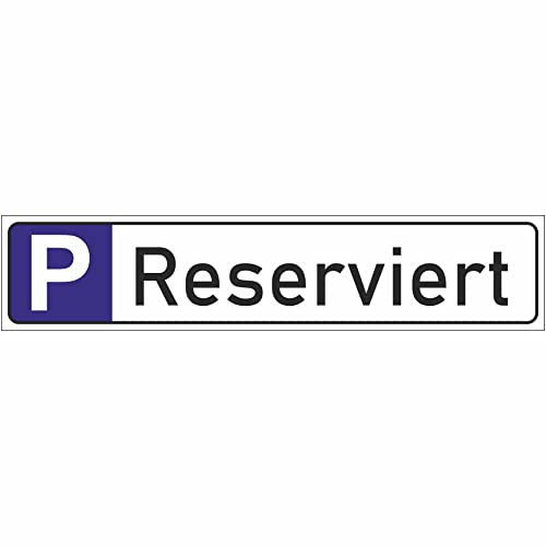 INDIGOS UG - Parkplatzschild Reserviert 52x11 cm - Schild aus Aluverbundplatte mit Aufdruck Reserviert - wetterfest und langlebig für Firmenparkplatz, Garage, Hotel oder privates Grundstück