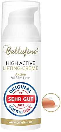 Cellufine® High Active Lifting-Creme - 50 ml, Dermatest: Sehr gut | Anti-Falten-Creme mit Straffungspeptiden u. Sheabutter, Glycerin u. Mandelöl im hygienischen Dosierspender