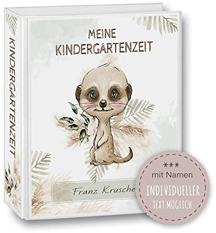 Kindergarten Ordner personalisiert mit Namen und Wunschtext Safaro Erdmännchen A4 - Meine Kindergartenzeit Kindergartenordner Portfolioordner Sammelordner Junge Mädchen