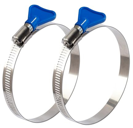 ISPINNER 2pcs 8 Inch Key-Type 304 Stainless Steel Worm Gear Hose Clamps, Adjustable Size Range 194-216mm Clamps for Dryer Vent, Dust Collector