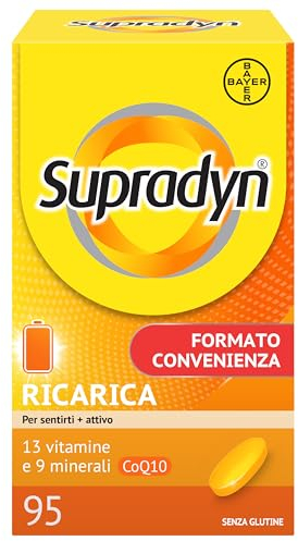Supradyn Ricarica Multivitaminico Completo Vitamine e Minerali per Adulti, Integratore Vitamine A, B, C, D3, E, K, Magnesio, Calcio, Zinco, Selenio e CoEnzima Q10, 95 Compresse Rivestite