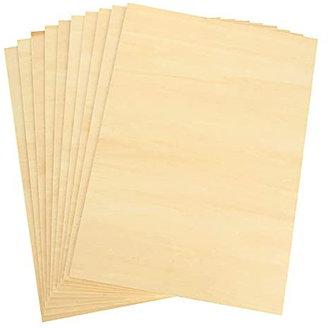 ZOENAE 10Pcs Plywood Sheets Cut To Size, Unfinished Wood Board Sheets, 300x210mm Basswood Sheets For Wooden DIY Projects Home Decor Arts Craft Painting Engraving Model Making (Size : Thick2mm)