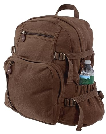Rothco Jumbo Vintage Canvas Backpack - Rugged Practical Spacious Outdoor Rucksack – 28L Capacity, Earth Brown