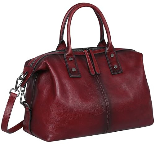 Iswee Echtleder-Tasche, Tragetasche, Handtasche mit Tragegriff, Designer-Umhängetasche, geräumige Umhängetasche