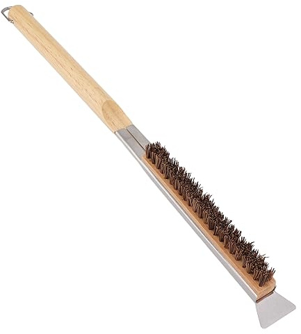Brosse pour Four à Pizza , Poils Amovibles en Fibre de Coco en Acier Inoxydable Résistant aux Hautes Températures , Accessoires de Four à Pizza d'extérieur avec Grattoir pour