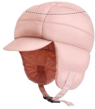 HKYBCF Daunenhut Winter-Bombermütze aus Daunen-Baumwolle mit Ohrenklappen, warm, Winddicht, Daunen-Fleece, warme Mütze for Skifahren, Camping, Radfahren (Color : Pink)