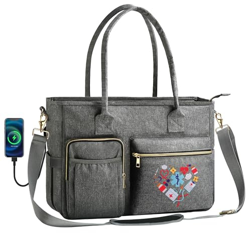 FUZVOL Sac d'infirmière pour le travail, grand sac d'allaitement de 43,2 cm pour infirmières, sac fourre-tout d'infirmière, sac clinique pour femme, essentiels d'école infirmière pour étudiants, sac
