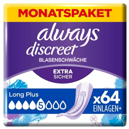 Discreet Inkontinenz-Einlagen Long Plus Pads Damenbinden 4 X 16 STÜCK