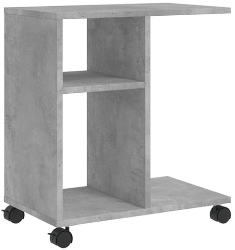vidaXL Beistelltisch mit Rollen Betongrau 50x30x55 cm Holzwerkstoff