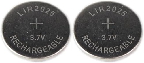 2 x LIR2025 40 mAh 3,7 V batteri uppladdningsbar LIR 2025 knappcell 3,7 V 40 mAh CR2025 uppladdningsbar knappcellsbatteri för Tan Generator fjärrkontroll bilnyckel ersätter CR 2025 av Giraff