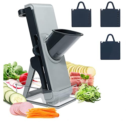 CVNIMV Cortadora de Verduras, para Patatas, Verduras, Carne, cebollas, mandolina Vertical, cortadoras con contenedor, ajustador de Espesor, Cuchillas múltiples