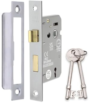 Brandschutz-Tür-Vorreiberschlösser, CE-BS-bewertet, 3 Hebel, 63 mm oder 75 mm (satiniertes Chrom, 63 mm)