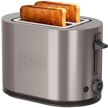 BLACK+DECKER - Grille-Pain 900W BXTO901E | 2 Fentes | Centrage Automatique | 7 Niveaux de Brunissage | 3 Bandes de Mica Incandescent | 3 Modes Intégrées | Ramasse-Miettes Amovible | Acier Inoxydable