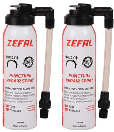 ZEFAL Pack Repair Spray - Bombe Anti Crevaison Pneu Vélo - Réparation Rapide Crevaison - Presta et Schrader - Fabriqué en France
