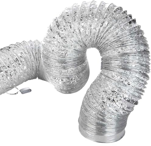 Flexibler Aluminium-Auspuffschlauch, Trockner Abluftschlauch, Hält Hohen Temperaturen Stand, Lüftungsschlauch für Abluftventilator, Inkl Schlauchschellen und Klebeband(4m,200mm)