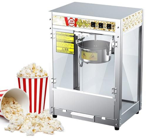GESAIDES Máquina Comercial de Palomitas de Maíz, Hervidor de Acero Inoxidable, Máquina de Palomitas de Maíz para Cine, Máquina de Palomitas de Maíz de Mesa, con Control de 3 interruptores