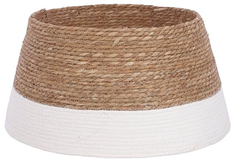Mica Decorations Jupe de Sapin de Noël Ø50 x H26 cm - Cache Pied en Jonc de Mer - Blanc Cassé